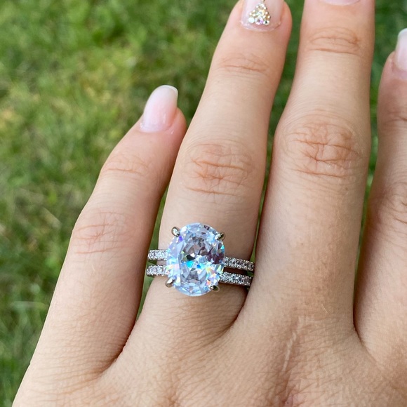 Jewelry - New stamped 925 sterling silver diamond  ring set